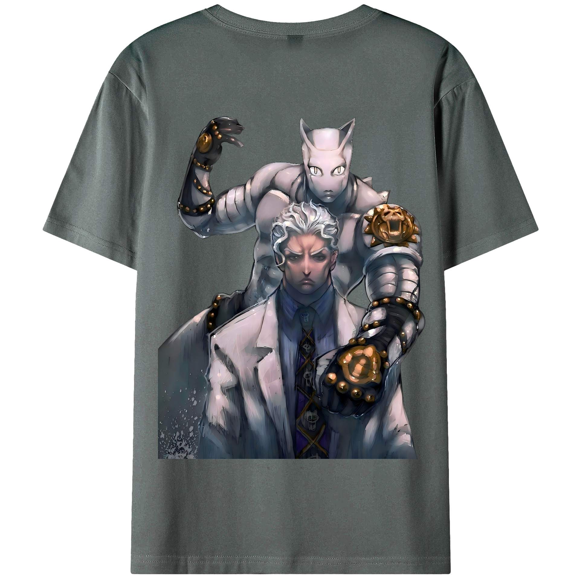 （画像用） ジョジョの奇妙な冒険 きら よしかげ JoJo's Bizarre Adventure Kira Yoshikage 綿100％半袖Tシャツ（背面プリント）